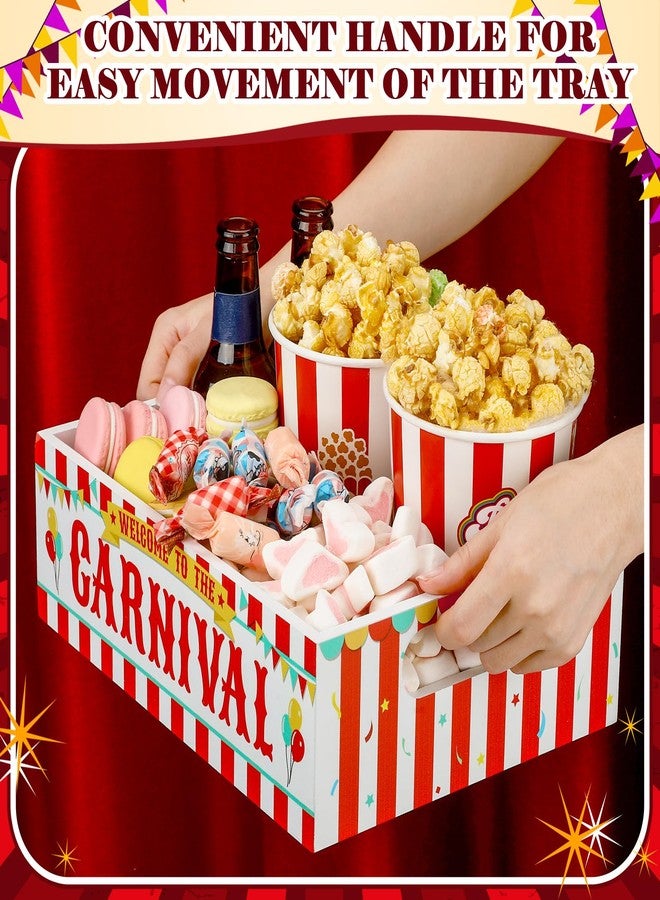 GlikCeil Carnival Food Trays Carnival Party Decorations Wooden Circus Serving Trays with Handles Reusable Circus Snack Holder for Nacho Hot Dog Boats Bowls Plates - Image 3