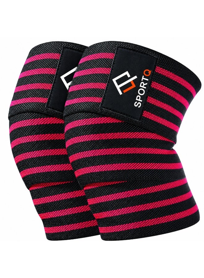 SportQ 2 Pack Knee Wraps for Weightlifting Workout - Image 1
