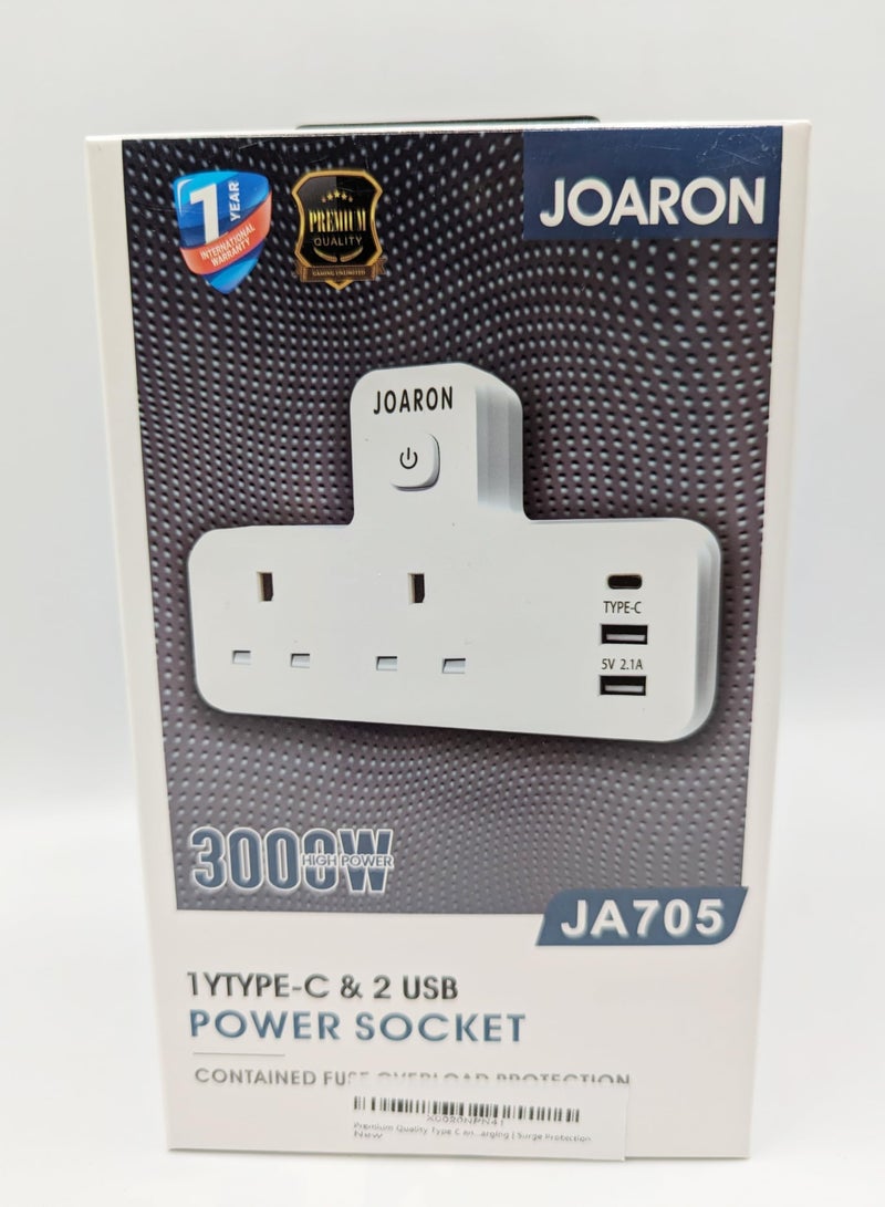Type C and 2 USB Power Socket, 3000W High Power Outlet with Fast Charging, and Multiple Device Compatibility - Ideal for Home, Office, and Travel Use - Image 3