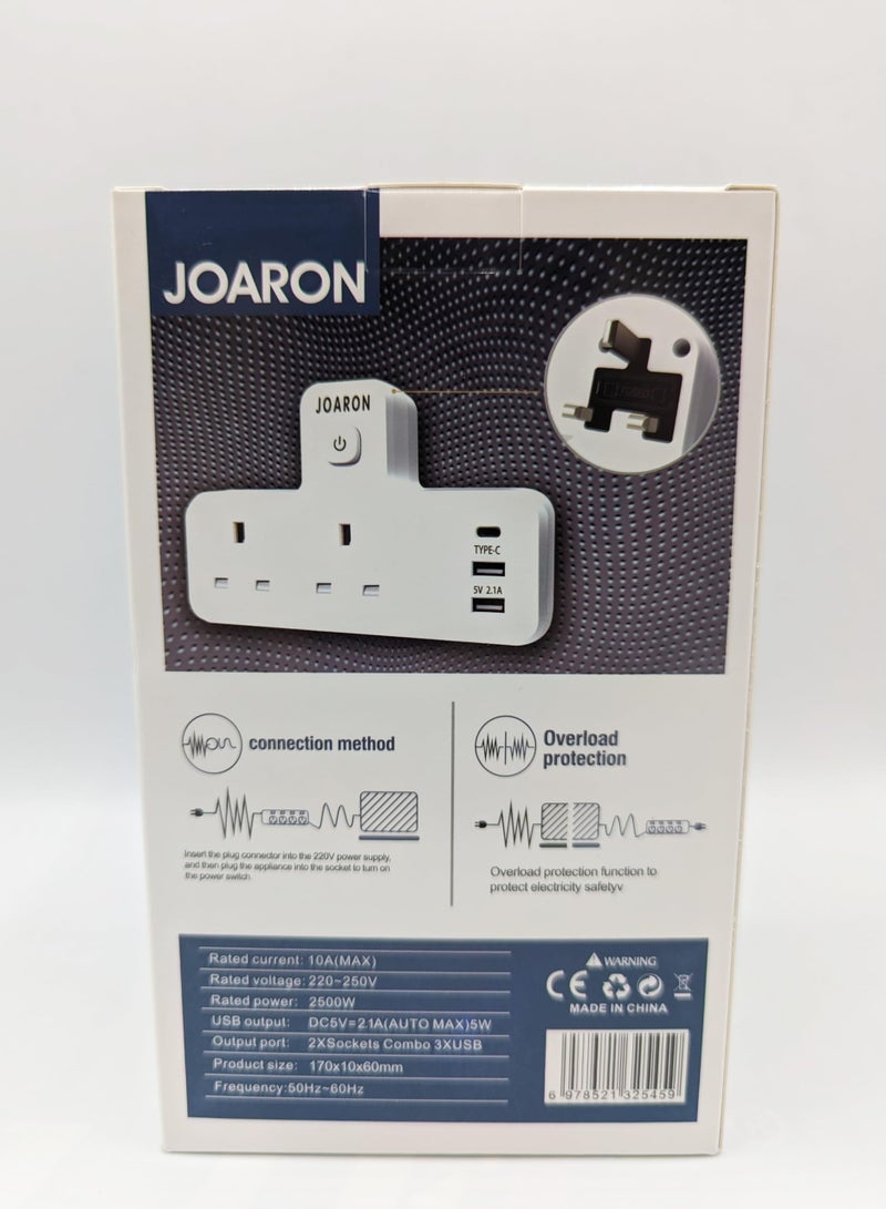Type C and 2 USB Power Socket, 3000W High Power Outlet with Fast Charging, and Multiple Device Compatibility - Ideal for Home, Office, and Travel Use - Image 4