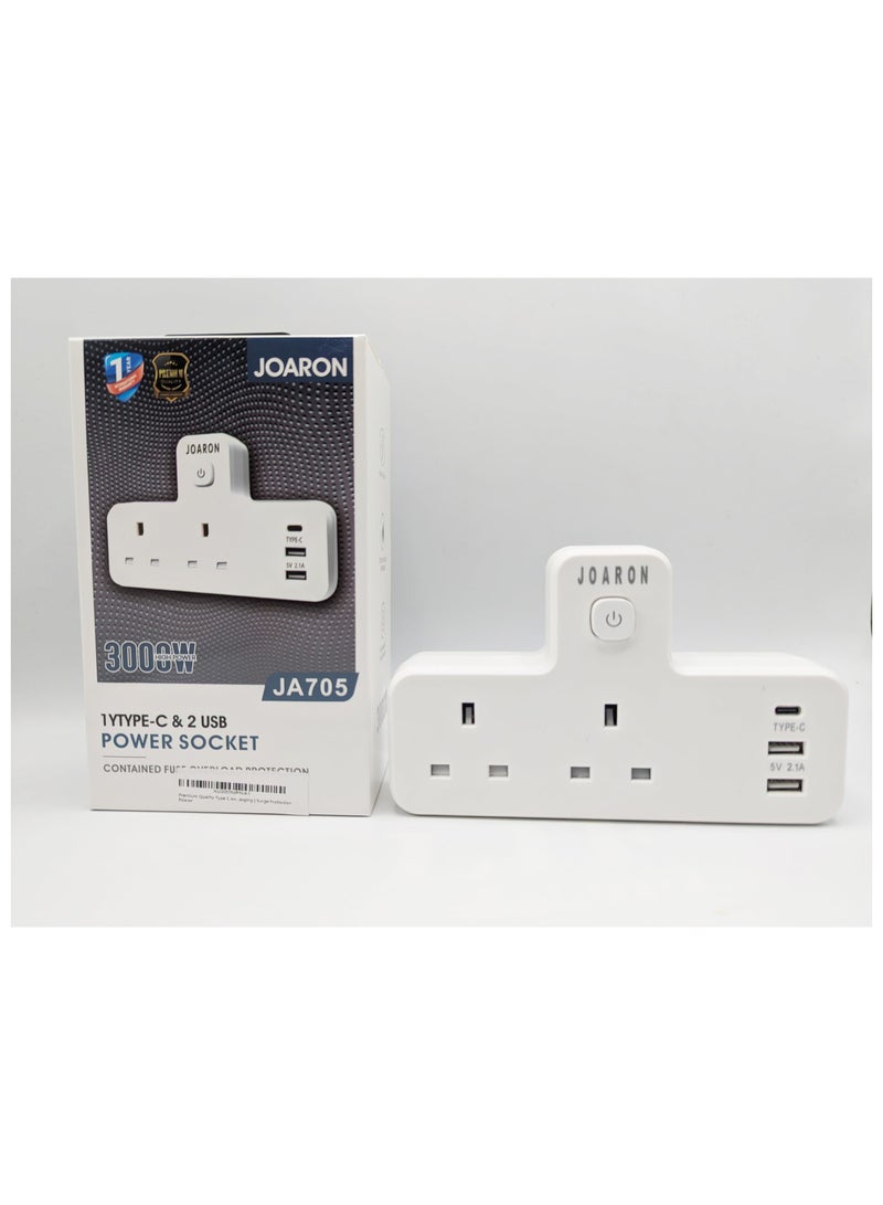 Type C and 2 USB Power Socket, 3000W High Power Outlet with Fast Charging, and Multiple Device Compatibility - Ideal for Home, Office, and Travel Use - Image 5