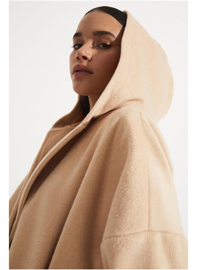 JUNE - June Hooded Detailed Coat Light Brown - Image 1