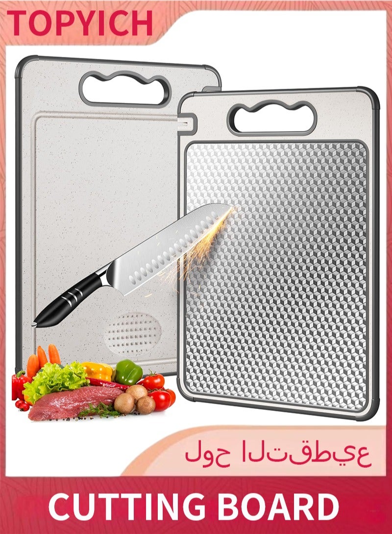 Topyich 304 Stainless Steel Cutting Board - 36.5*24.8cm Double Sided Chopping Board, Non-Toxic, Dishwasher Safe - Image 1