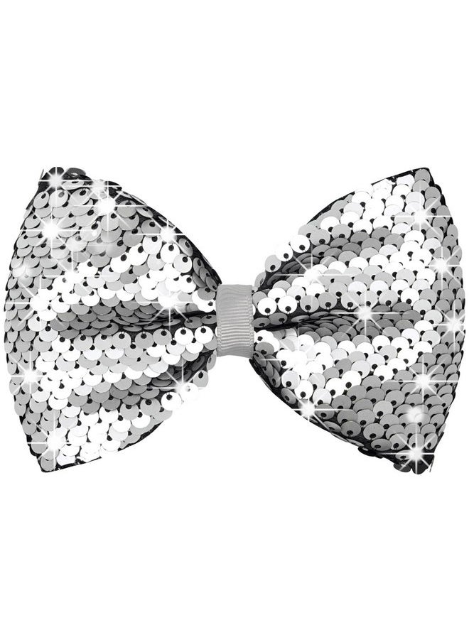 CELLOT - Silver Bows for Girls,Bling Sequins Hair Bow Alligator Clip,Festival Hair Accessory for Baby Girls Toddlers Kids and Teens - Image 1