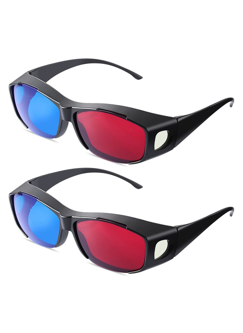 SANMUGEED 2 Pieces 3D Movie Game Glasses 3D Red Blue Glasses 3D Style Glasses for 3D Movies Games, 3D Viewing Glasses, Light Simple Design  - Image 1
