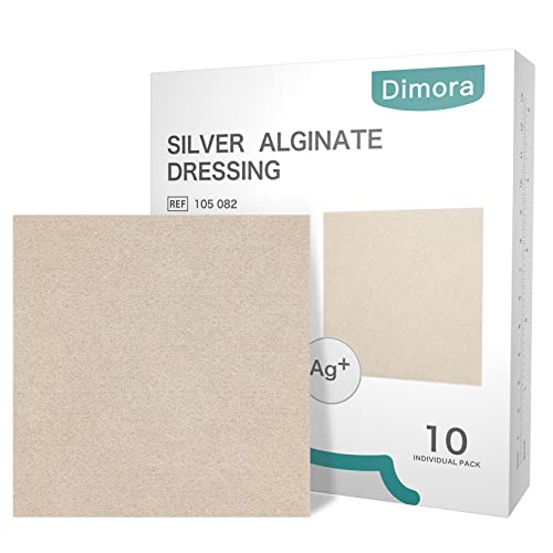 Dimora Upgrade 10 Packs Silver Antibacterial Alginate Wound Dressing PadsNonStick Sterile GauzeHighly Absorbent Comfortable4 x 4 Patches