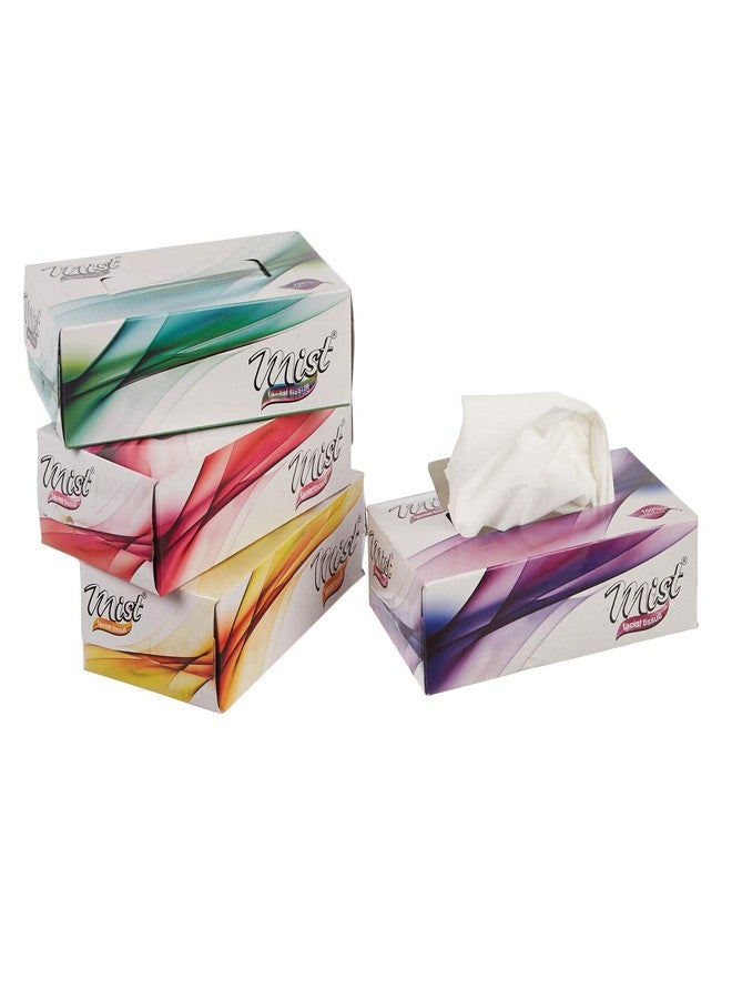 MDN Mist Ultra Soft White 2 Ply Facial Tissue Paper Napkin for Office Home Disposable Face Tissue (100 Pulls Each, Pack of 4) - Image 1
