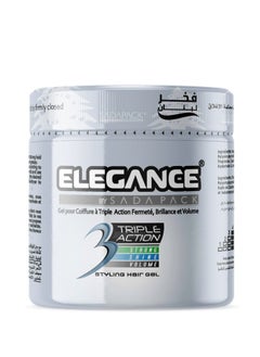 Elegance Elegance Triple Action Hair Gel - Silver, 1000ml | Strong Hold, Glossy Finish, Flexible Styling 