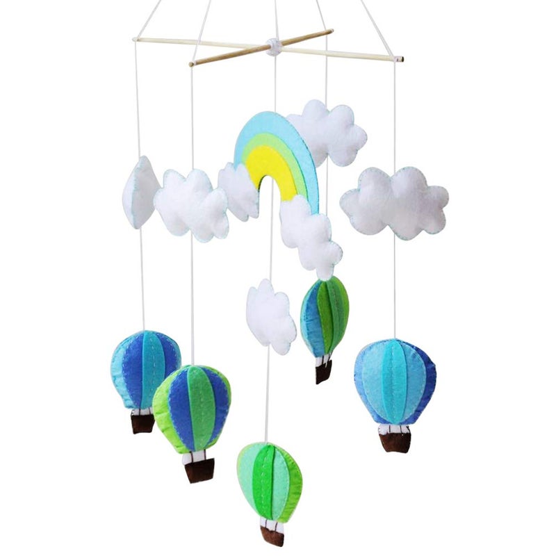 comfrt Baby Crib Mobile Hanging Rotating Hot Air Balloons and Clouds Infant Toy Felt Material Package for Felt Nursery Ceiling Decoration - Image 1