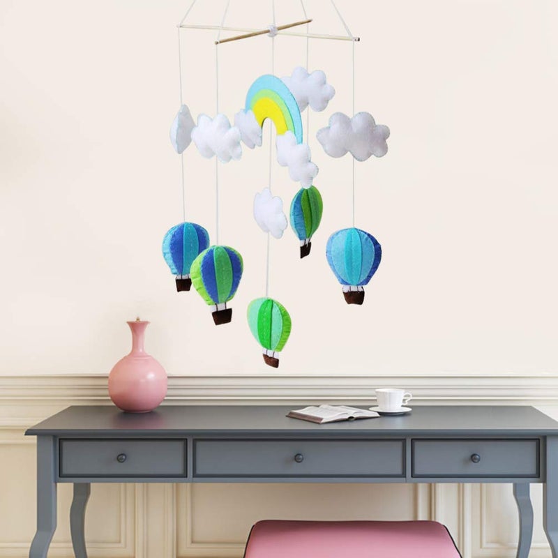 comfrt Baby Crib Mobile Hanging Rotating Hot Air Balloons and Clouds Infant Toy Felt Material Package for Felt Nursery Ceiling Decoration - Image 3