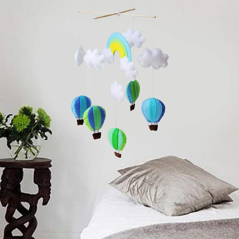 comfrt Baby Crib Mobile Hanging Rotating Hot Air Balloons and Clouds Infant Toy Felt Material Package for Felt Nursery Ceiling Decoration - Image 4