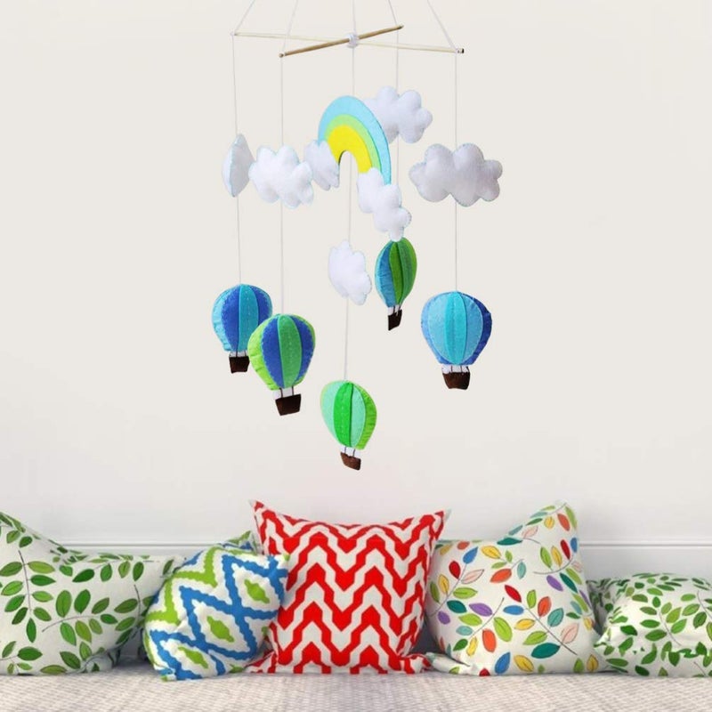 comfrt Baby Crib Mobile Hanging Rotating Hot Air Balloons and Clouds Infant Toy Felt Material Package for Felt Nursery Ceiling Decoration - Image 2