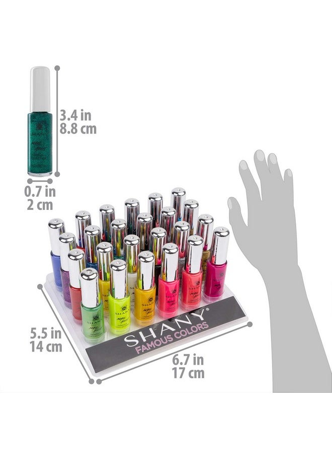 Shany Nail Art Set Nail Polish Glitter Metallic Pearls Neon And Matte Nail Polish Nail Art Drawing Decoration Set With Builtin Thin Nail Art Brush 24 Famous Colors Nail Polish Bulk  - Image 4