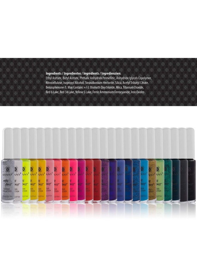 Shany Nail Art Set Nail Polish Glitter Metallic Pearls Neon And Matte Nail Polish Nail Art Drawing Decoration Set With Builtin Thin Nail Art Brush 24 Famous Colors Nail Polish Bulk  - Image 3