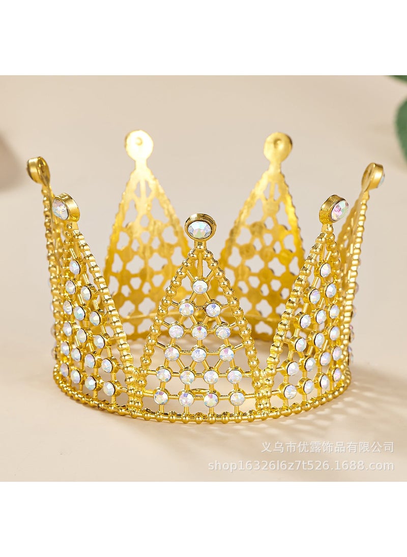 Luxury Crown Cake Topper, Alloy  Full Diamond Gold+ab diamond