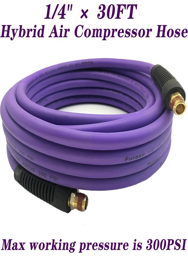 Furesn Air Hose 1/4 in x 30 ft, Hybrid Air Compressor Hose Kit with 1/4 in NPT Male Threads, 13 Piece Air Tool & Air Compressor Accessories Kit, Bend Restrictors, 300 PSI (Purple, 30FT-13 Pieces) - Image 3