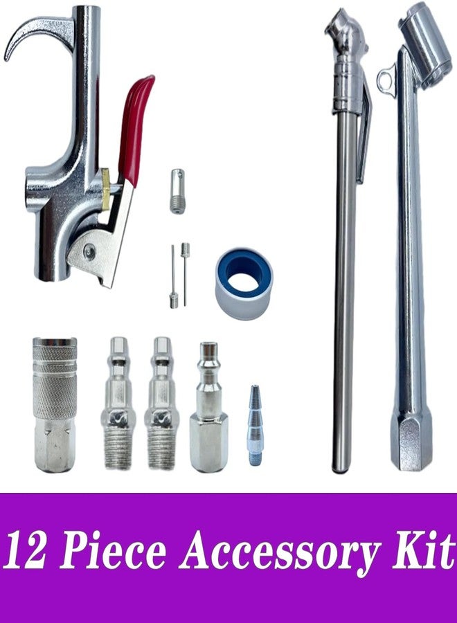 Furesn Air Hose 1/4 in x 30 ft, Hybrid Air Compressor Hose Kit with 1/4 in NPT Male Threads, 13 Piece Air Tool & Air Compressor Accessories Kit, Bend Restrictors, 300 PSI (Purple, 30FT-13 Pieces) - Image 5