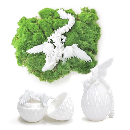 Flavery 3D Printed Dragon Egg Easter Basket Stuffers Winged Dragon in Eggs Flexible Crystal Animal Inside Mystery 3D Gift Desk Decoration Fidget Toy Glow in The Dark Blue - Image 5