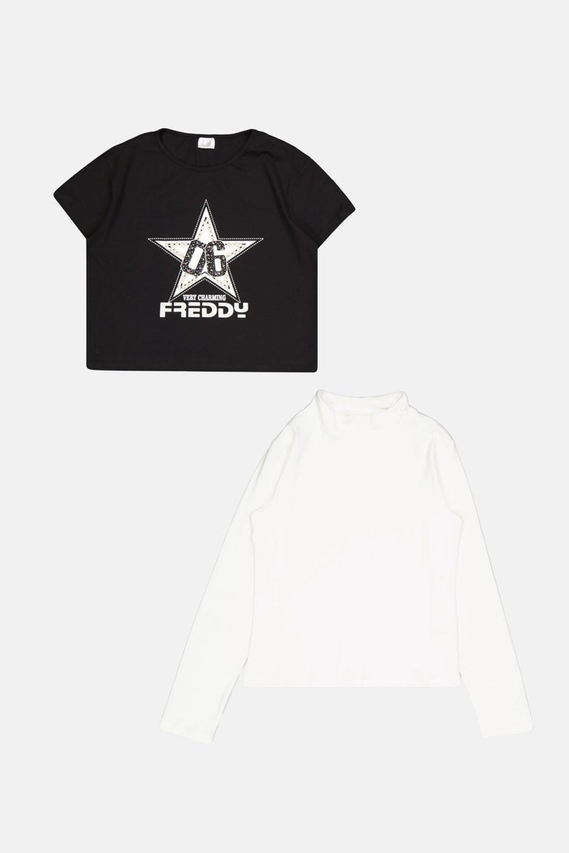 FREDDY بلوزة مزخرفة للبنات، قطعتين، متعددة الألوان - Image 2