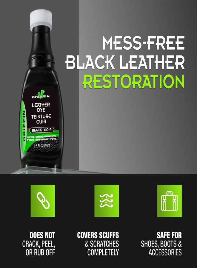 Griffin Black Leather Dye for Shoes & Boots - 2.5oz - Repairs Scuffs, Scratches & Fading - Permanent Leather & Suede Dye for Furniture, Car Seats, Jackets, Upholstery & More - Made in USA - Image 2