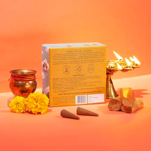 PHOOL LUXURY INCENSE بخور فخامة PHOOL - مخروط بخور أيوديا - عطر سومان تشاندان | حزمة خاصة للعبادة مع الزهور المقدمة في معابد أيوديا | عبوة تحتوي على 40 مخروط بخور | بدون فحم ومواد كيميائية | حامل بخور مجاني داخل العبوة - Image 3