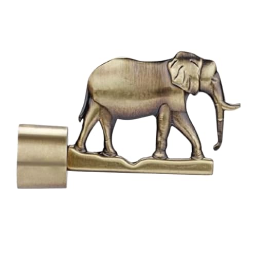 FERIO Elephant Design Zinc Alloy Curtain Bracket/Holder for Door and Window 1 Inch Rod Size Brass Antique Finish Set (Pack of 10) - Image 2