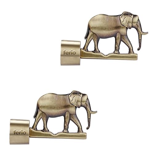 FERIO Elephant Design Zinc Alloy Curtain Bracket/Holder for Door and Window 1 Inch Rod Size Brass Antique Finish Set (Pack of 10) - Image 4