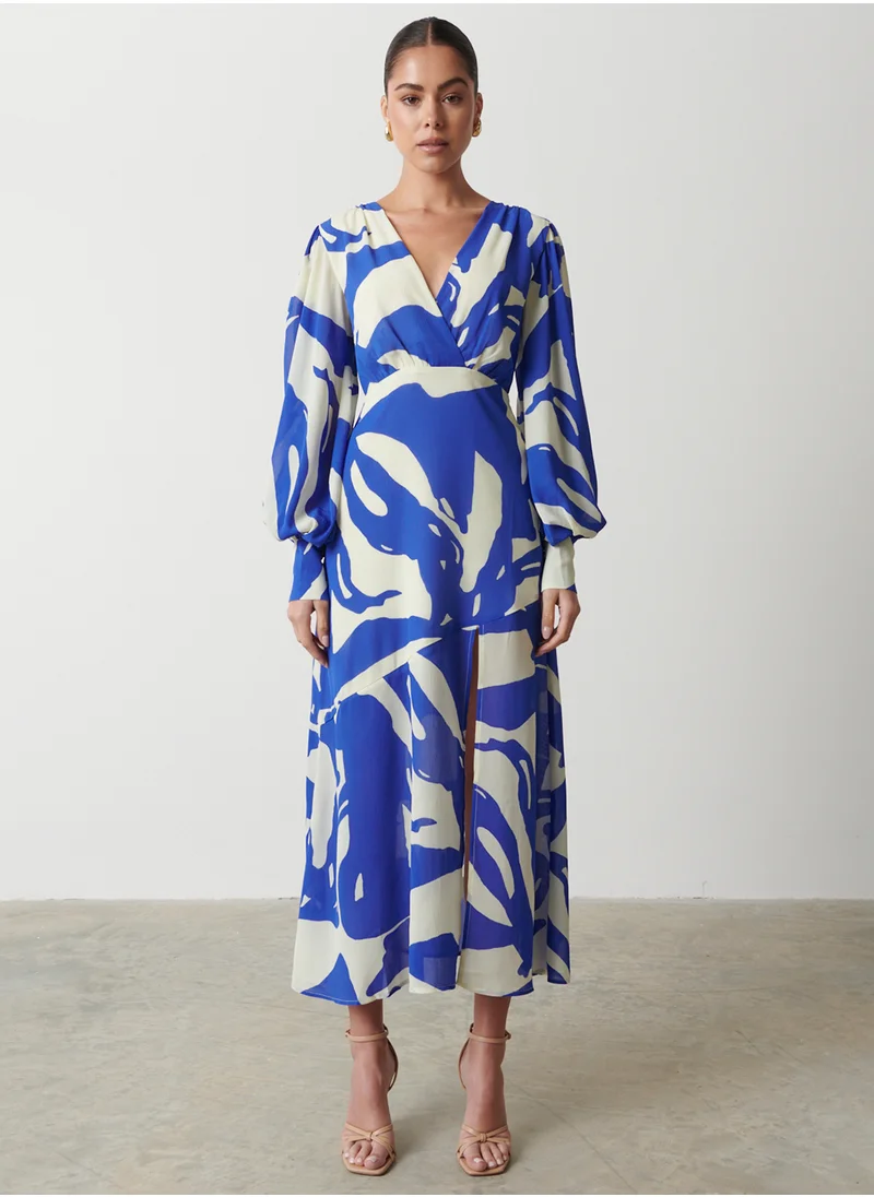 بريتي لافيش Lilianna Backless Balloon Sleeve Printed Dress