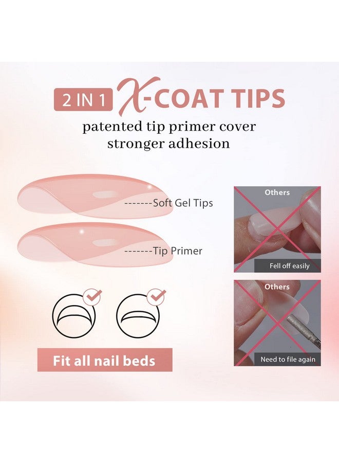 بي تي آرت بوكس أظافر BTArtbox Press On متوسطة الحجم - أطراف أظافر هلامية ناعمة بلون اللوز الطبيعي XCOATTIPS مع لون أساسي، التصاق أقوى، أظافر صناعية مسبقة التشكيل ملائمة للغاية لتمديدات الأظافر القصيرة - Image 3