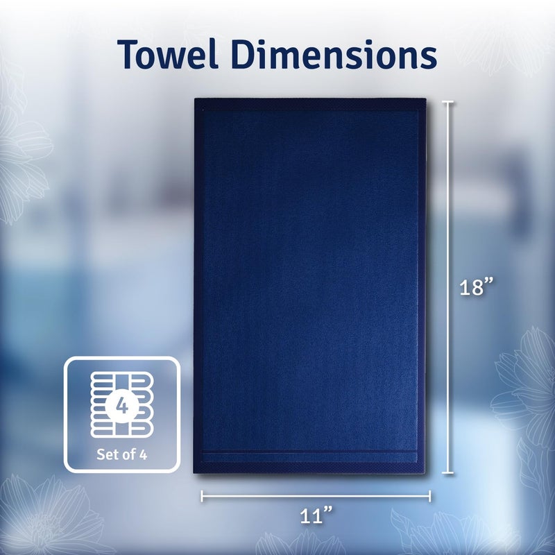Creative Scents Cotton Fingertip Towels Set Blue - 4 Pack - 11 x 18 Inches Decorative Small Extra-Absorbent and Soft Terry Towel for Bathroom - Powder Room, Guest and Housewarming Gift (Navy Blue) - Image 4
