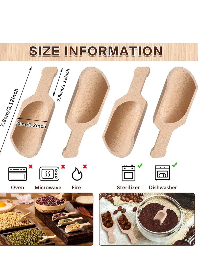 Wooden Scoops for Canisters, Small Bath Salt Mini Wood Coffee Spoon Washing Spices Tea Beans Sugar Scrubs Salts Cooking 1.2 x 3.2 Inches 12 Pieces  - Image 4