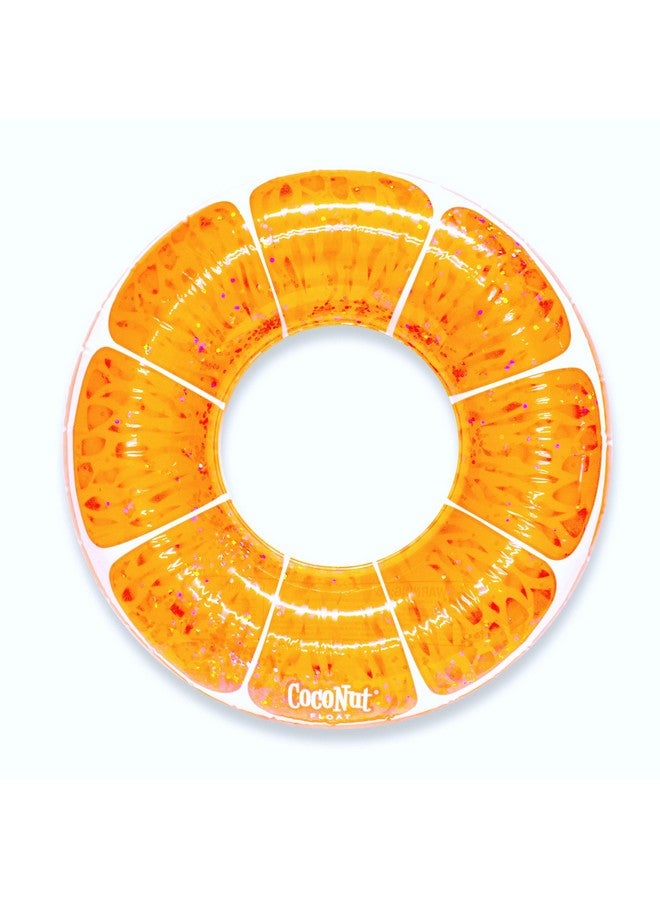 CocoNut Float Tangerine Orange Glitter Pool Float - Inflatable Ring Float - Durable Long Lasting 3.5 Foot Lounge Tube and Water Toy - Colorful Decoration for Summer Parties, Events - Ages 8+ Years - Image 1