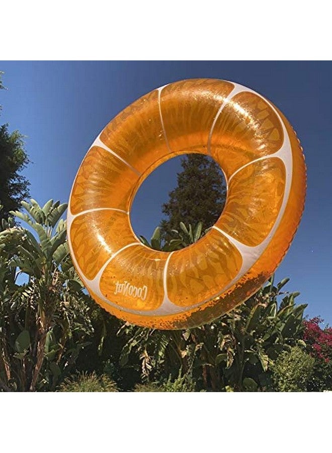 CocoNut Float Tangerine Orange Glitter Pool Float - Inflatable Ring Float - Durable Long Lasting 3.5 Foot Lounge Tube and Water Toy - Colorful Decoration for Summer Parties, Events - Ages 8+ Years - Image 3