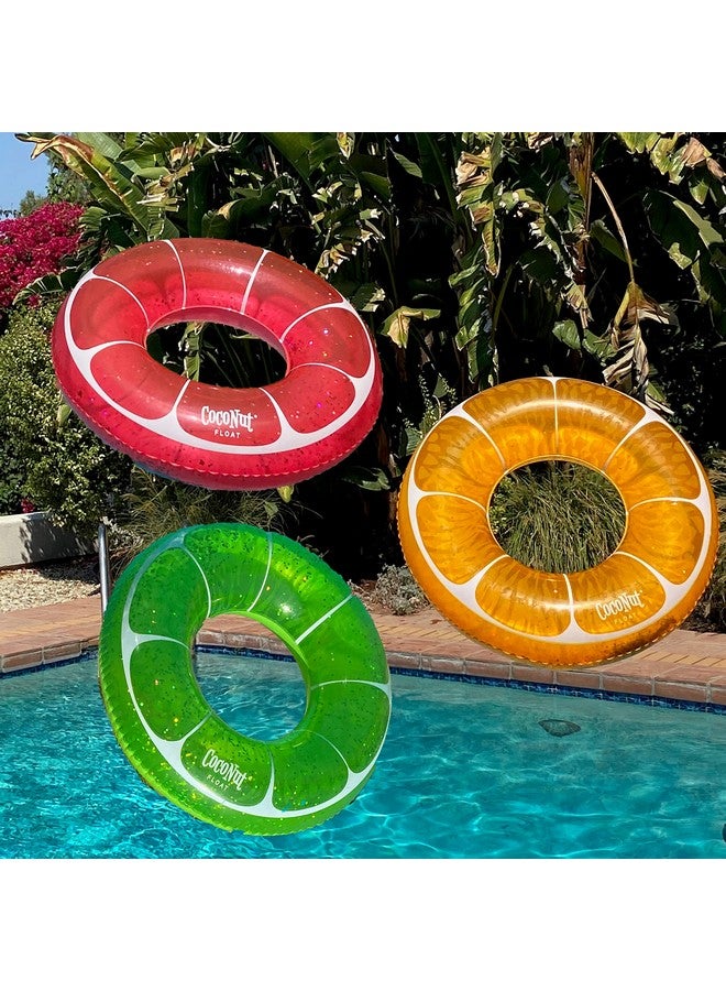 CocoNut Float Tangerine Orange Glitter Pool Float - Inflatable Ring Float - Durable Long Lasting 3.5 Foot Lounge Tube and Water Toy - Colorful Decoration for Summer Parties, Events - Ages 8+ Years - Image 4