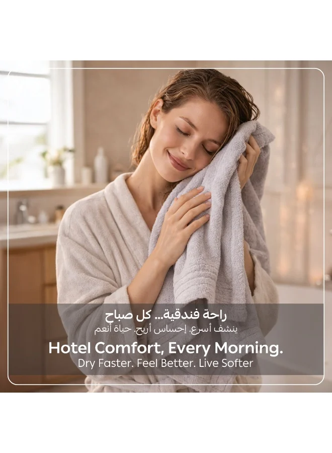 Donetella Light Grey Bath Towel (2 Pack, 70 X 140 cm) - Microfiber 330 GSM - Super Soft, Highly Absorbent, Quick Drying Thick Bathroom Towels - Soft Hotel Quality for Bath and Spa  | Best Price UAE