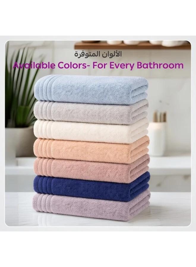 Donetella Light Grey Bath Towel (2 Pack, 70 X 140 cm) - Microfiber 330 GSM - Super Soft, Highly Absorbent, Quick Drying Thick Bathroom Towels - Soft Hotel Quality for Bath and Spa  | Best Price UAE