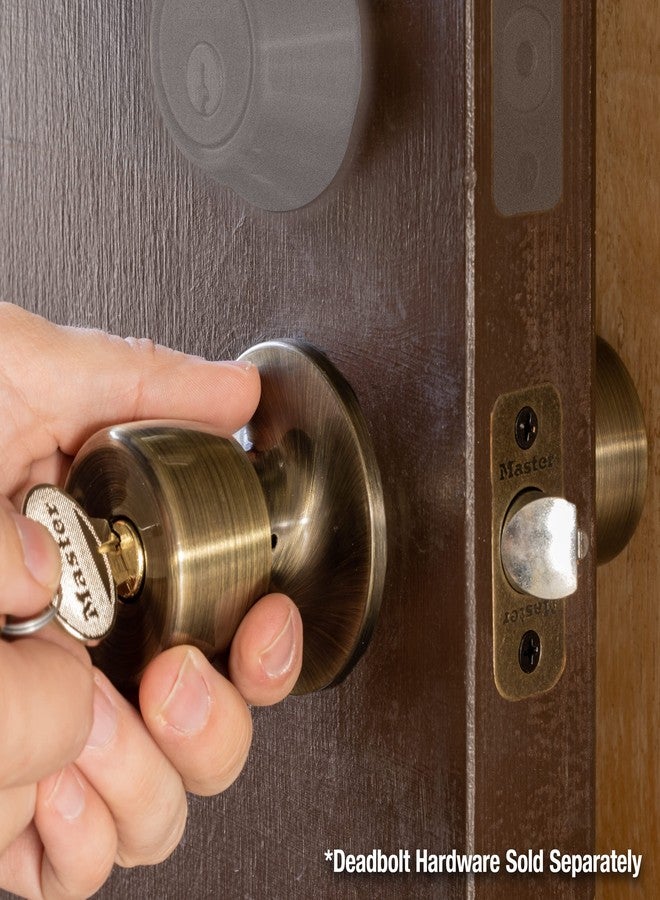 Master Lock TUO0105 Tulip Door Knob with Lock, Antique Brass - Image 2