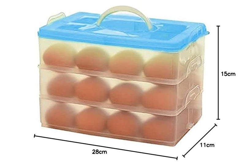 ARANKA Egg Box 36 Grid Plastic Egg Tray Box Holder Basket Stand Organizer Tray Holder Box with lid for Fridge Kitchen Home Egg Holder Egg Box Egg Container Egg Storage Box 3 Layer - Image 4