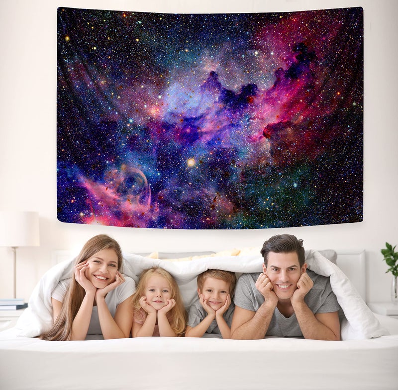 KYKU Galaxy Tapestry Wall Hanging Purple Outer Space Tapestry Cool Trippy Nebula Universe Tapestries for Bedroom Living Room Dorm Decor (W78.7 × H59.1, Purple) - Image 2
