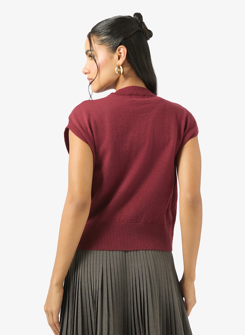 Ginger High Neck Knitted Relaxed Fit Top - Image 2