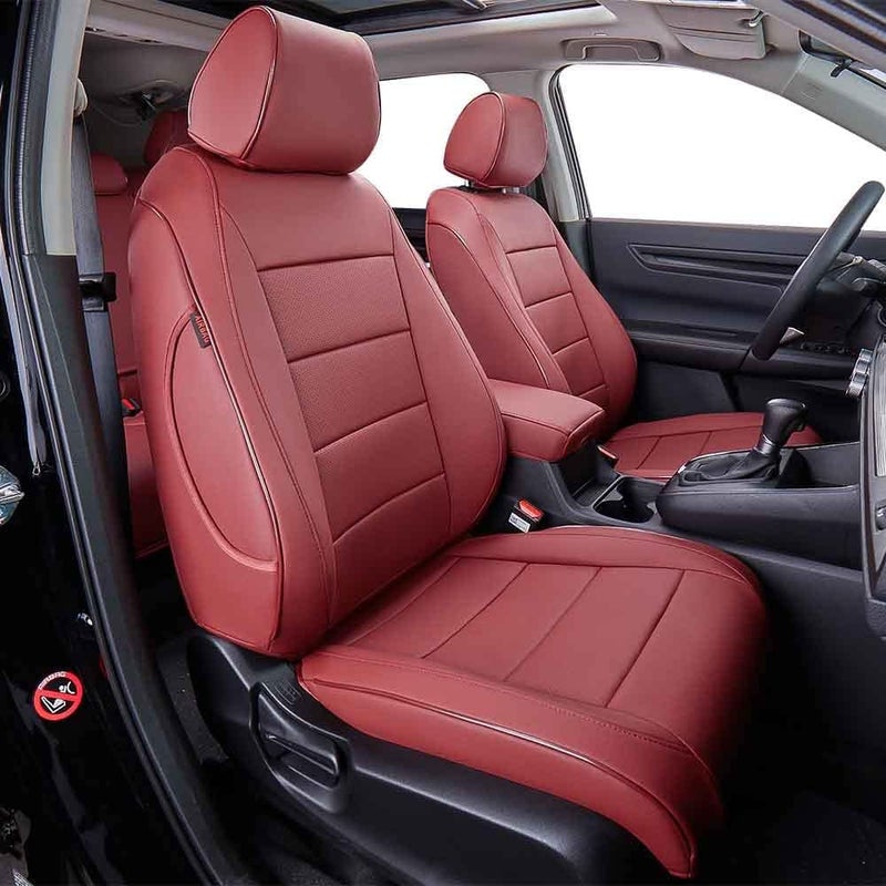 EKR Custom Fit CRV Seat Covers for Honda CRV 2015-2016 - Full Set, Burgundy Leather - Image 1