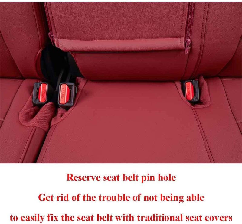 EKR Custom Fit CRV Seat Covers for Honda CRV 2015-2016 - Full Set, Burgundy Leather - Image 4
