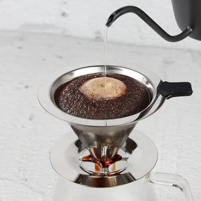 Unity Coffee Filter Reusable Stainless Steel Mesh Dripper Permanent Pour Over Coffee Dripper Paperless Drip Cone Coffee Filter With Holder Kitchen Tools For Manual Coffee Maker - Image 3