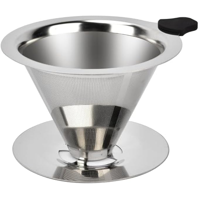 Unity Coffee Filter Reusable Stainless Steel Mesh Dripper Permanent Pour Over Coffee Dripper Paperless Drip Cone Coffee Filter With Holder Kitchen Tools For Manual Coffee Maker - Image 1