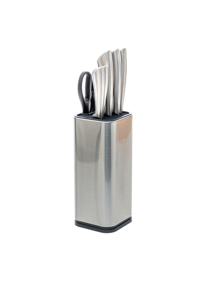 Five Simply Smart 7-Piece Premium Stainless Steel Kitchen Knife Set Silver and Black - Image 1