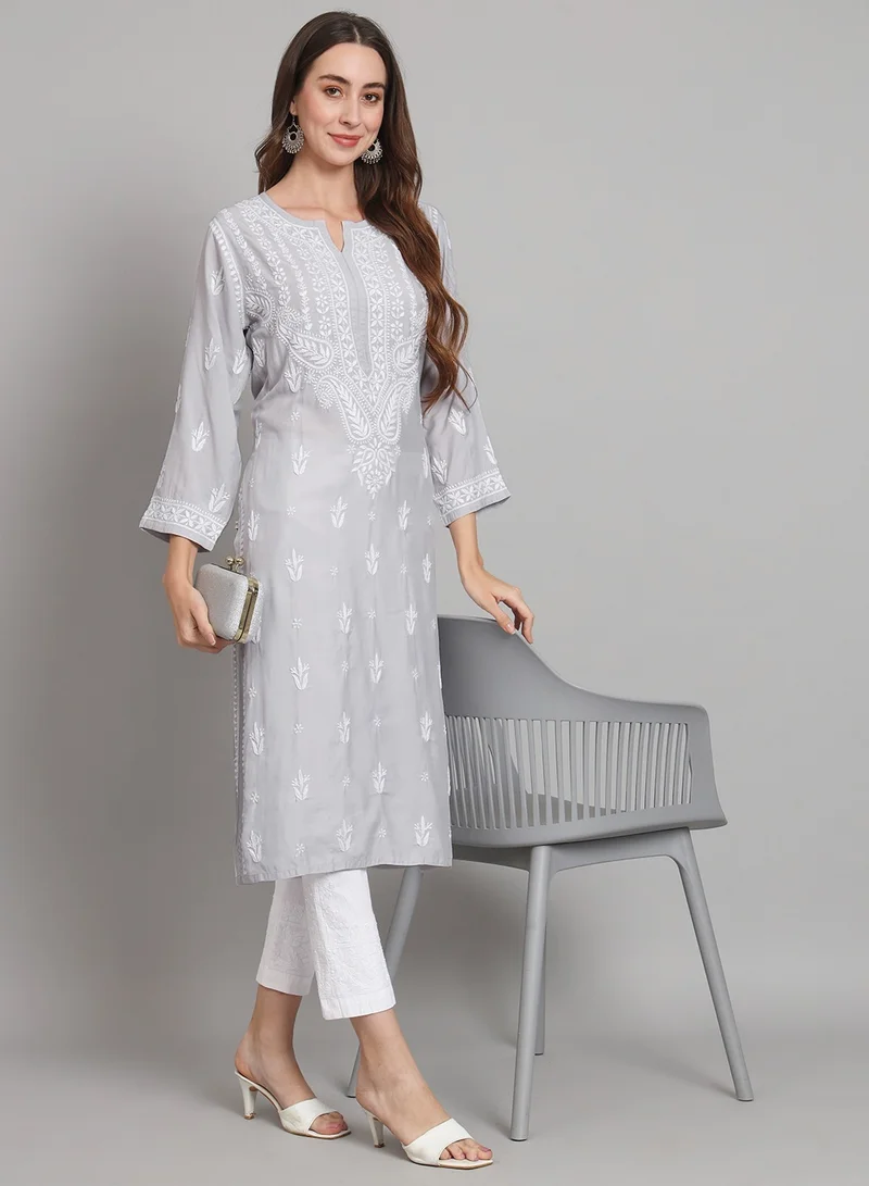 Alaya Women Hand Embroidered Chikankari Cotton Kurta-AL3584