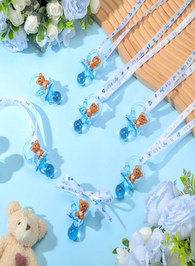 Coume 36 Pcs Baby Shower Pacifiers Necklace Bear Bottle Acrylic Baby Pacifiers Charm Necklace for Guests Gender Reveal Party Favors Prize Table Scatter(Boy,White, Blue) - Image 3