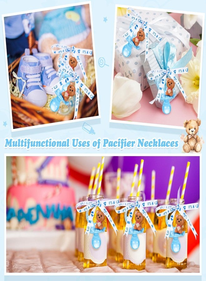 Coume 36 Pcs Baby Shower Pacifiers Necklace Bear Bottle Acrylic Baby Pacifiers Charm Necklace for Guests Gender Reveal Party Favors Prize Table Scatter(Boy,White, Blue) - Image 5