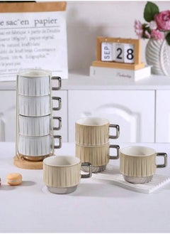 Generic Porcelain mug set + stand with imported wooden base, mug 350 ml  - Image 2