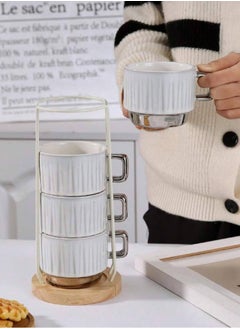 Generic Porcelain mug set + stand with imported wooden base, mug 350 ml  - Image 5